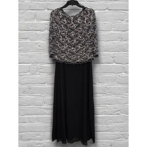 Alex Evenings Women’s Size 8 3/4 Sleeve Sequin Lace Chiffon Mock 2 Piece Dress